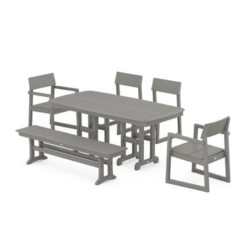 Polywood EDGE 6-Piece Dining Set with Bench PWS1266-1