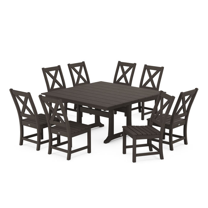 Polywood Braxton Side Chair 9-Piece Farmhouse Dining Set in Vintage Finish PWS1286-1-V