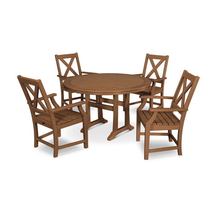 Polywood Braxton 5-Piece Nautical Trestle Arm Chair Dining Set PWS509-1