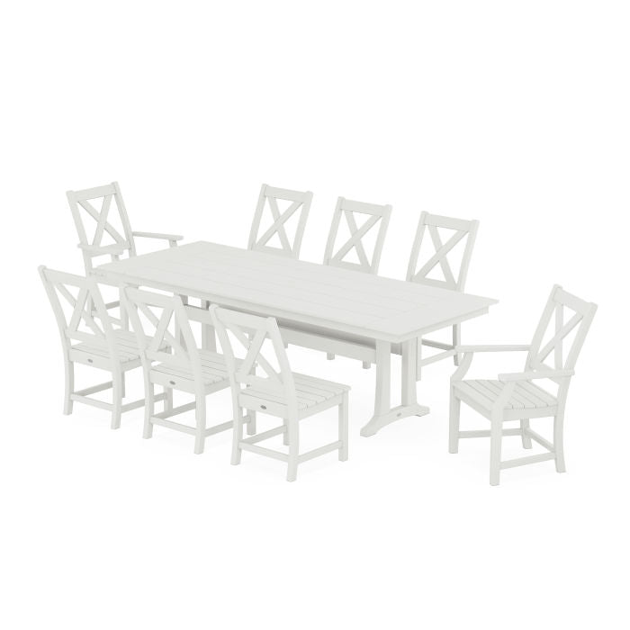 Polywood Braxton 9-Piece Farmhouse Dining Set with Trestle Legs in Vintage Finish PWS1433-1-V