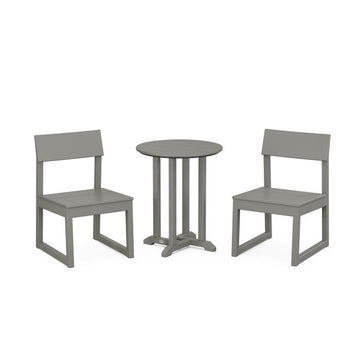 Polywood EDGE Side Chair 3-Piece Round Dining Set PWS1298-1