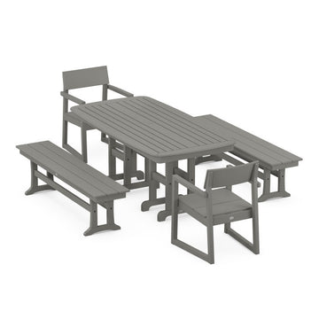 Polywood EDGE 5-Piece Dining Set with Benches PWS1265-1