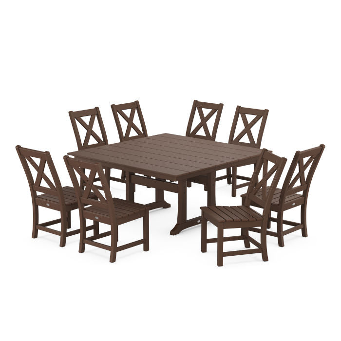 Polywood Braxton Side Chair 9-Piece Farmhouse Dining Set PWS1286-1