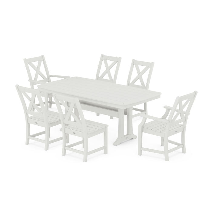 Polywood Braxton 7-Piece Dining Set with Trestle Legs in Vintage Finish PWS1031-1-V