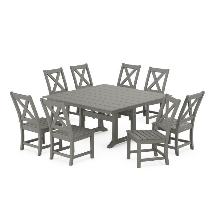 Polywood Braxton Side Chair 9-Piece Farmhouse Dining Set PWS1286-1