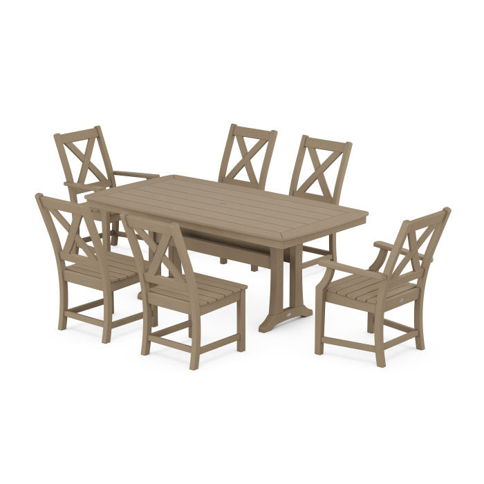 Polywood Braxton 7-Piece Dining Set with Trestle Legs in Vintage Finish PWS1031-1-V