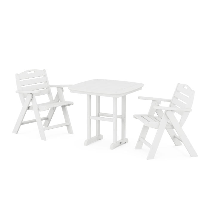 Polywood Nautical Folding Lowback Chair 3-Piece Dining Set PWS1219-1
