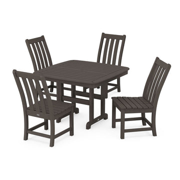 Polywood Vineyard Side Chair 5-Piece Dining Set with Trestle Legs in Vintage Finish PWS936-1-V