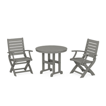 Polywood Signature Folding Chair 3-Piece Round Farmhouse Dining Set PWS1346-1