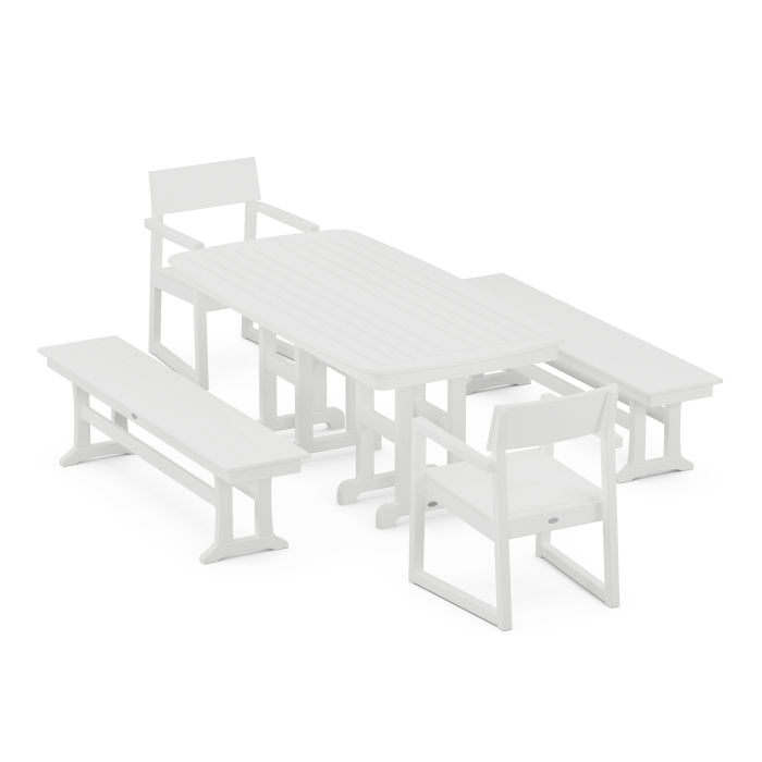 Polywood EDGE 5-Piece Dining Set with Benches PWS1265-1