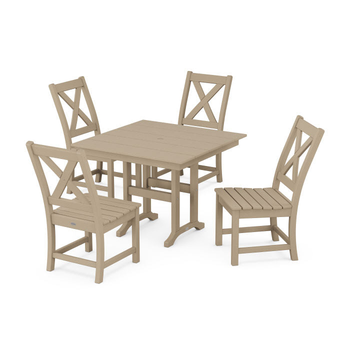 Polywood Braxton Side Chair 5-Piece Farmhouse Dining Set in Vintage Finish PWS1136-1-V