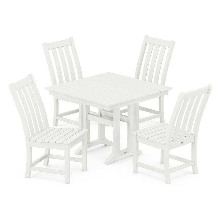 Polywood Vineyard 5-Piece Farmhouse Trestle Side Chair Dining Set in Vintage Finish PWS642-1-V