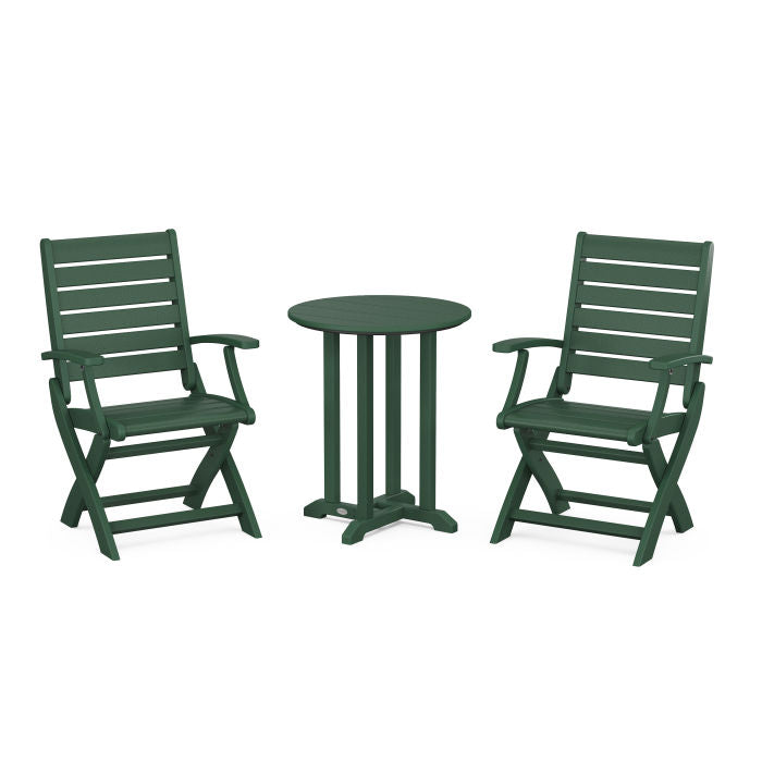 Polywood Signature Folding Chair 3-Piece Round Farmhouse Dining Set PWS1313-1