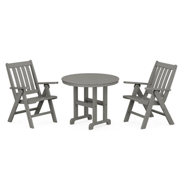 Polywood Vineyard Folding Chair 3-Piece Round Dining Set PWS1353-1