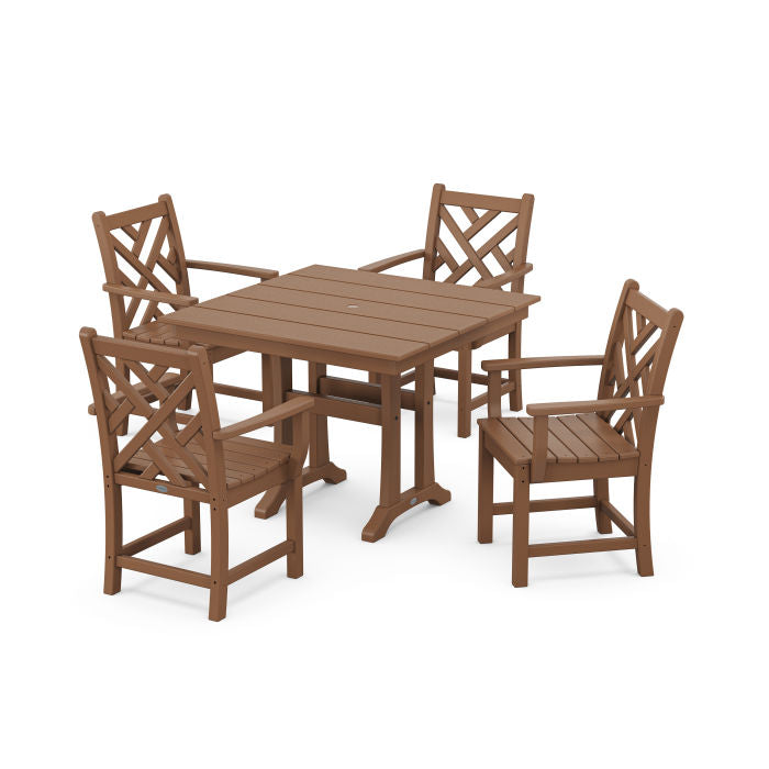 Polywood Chippendale 5-Piece Farmhouse Trestle Arm Chair Dining Set PWS641-1