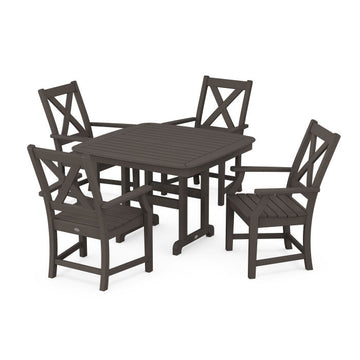 Polywood Braxton 5-Piece Dining Set with Trestle Legs in Vintage Finish PWS908-1-V