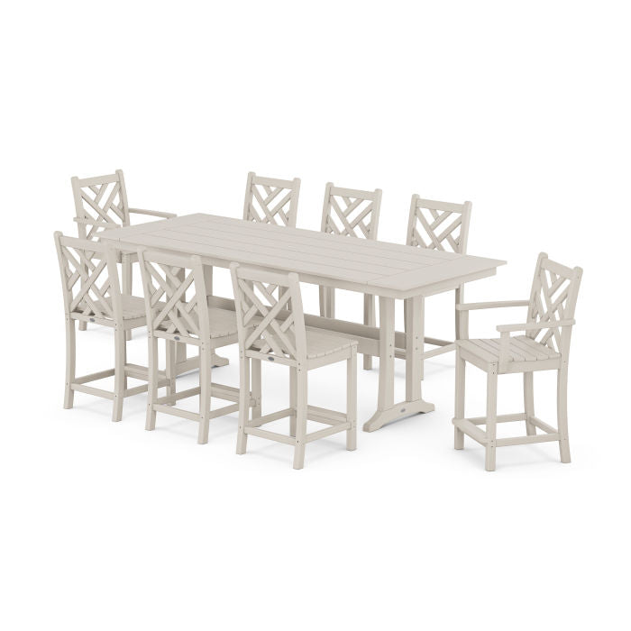 Polywood Chippendale 9-Piece Farmhouse Counter Set with Trestle Legs PWS1896-1