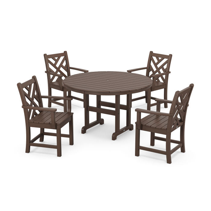 Polywood Chippendale 5-Piece Round Farmhouse Dining Set PWS122-1