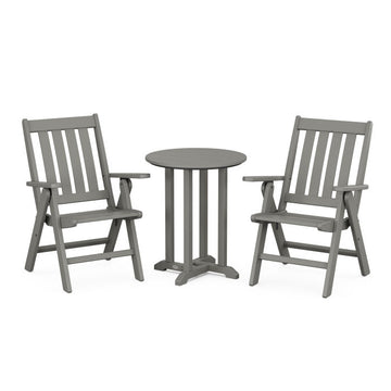 Polywood Vineyard Folding Chair 3-Piece Round Dining Set PWS1319-1