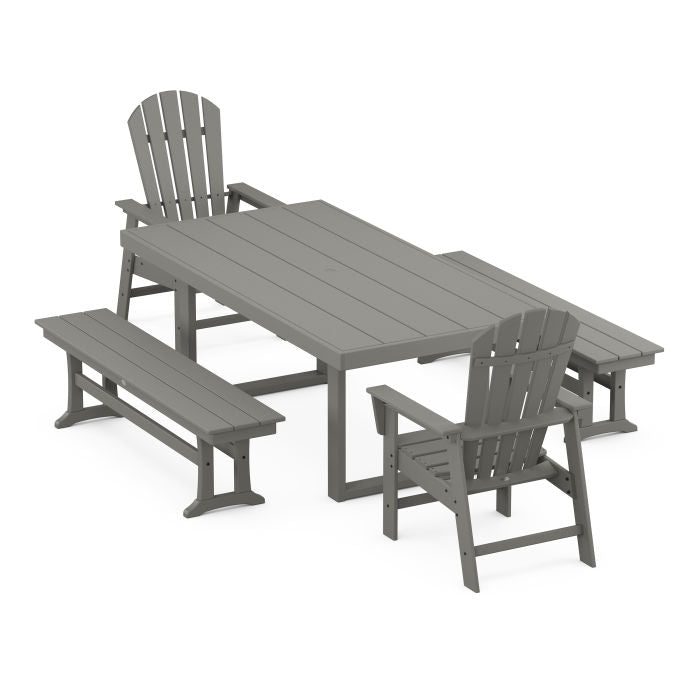 Polywood South Beach 5-Piece Dining Set with Benches PWS896-1
