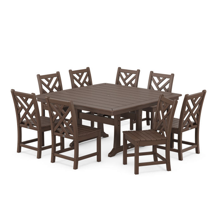 Polywood Chippendale 9-Piece Nautical Trestle Dining Set PWS735-1