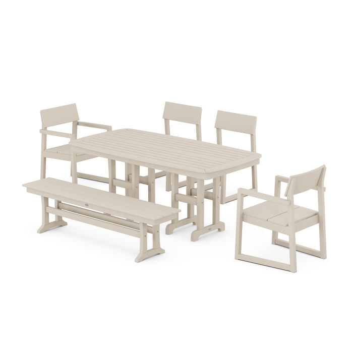 Polywood EDGE 6-Piece Dining Set with Bench PWS1266-1
