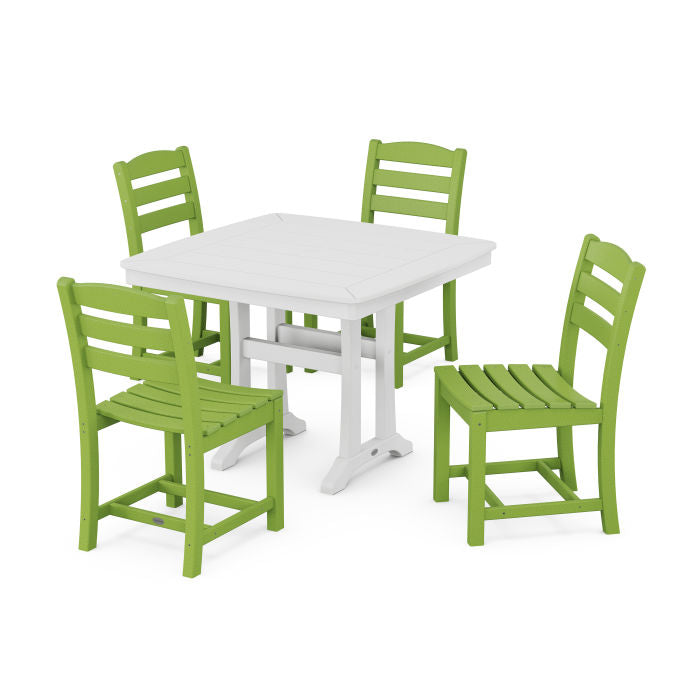 Polywood La Casa Café Side Chair 5-Piece Dining Set with Trestle Legs PWS972-1