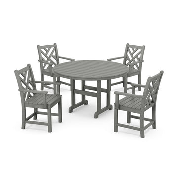 Polywood Chippendale 5-Piece Round Farmhouse Dining Set PWS122-1