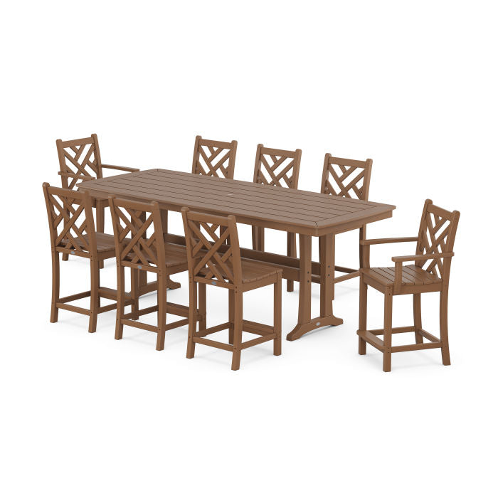 Polywood Chippendale 9-Piece Counter Set with Trestle Legs PWS1929-1