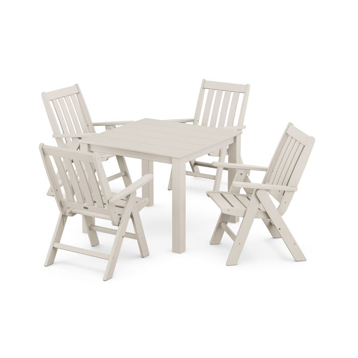 Polywood Vineyard Folding Chair 5-Piece Parsons Dining Set PWS2369-1