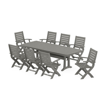 Polywood Signature Folding 9-Piece Dining Set with Trestle Legs PWS1499-1
