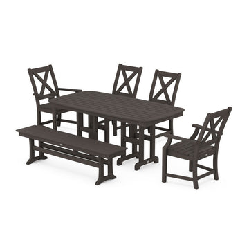 Polywood Braxton 6-Piece Dining Set with Bench in Vintage Finish PWS1257-1-V