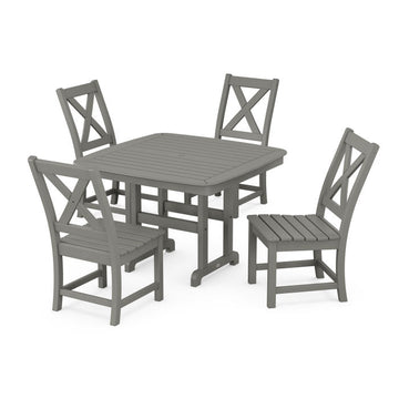 Polywood Braxton Side Chair 5-Piece Dining Set with Trestle Legs PWS909-1