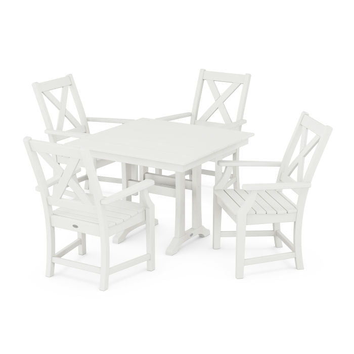 Polywood Braxton 5-Piece Farmhouse Dining Set With Trestle Legs in Vintage Finish PWS940-1-V