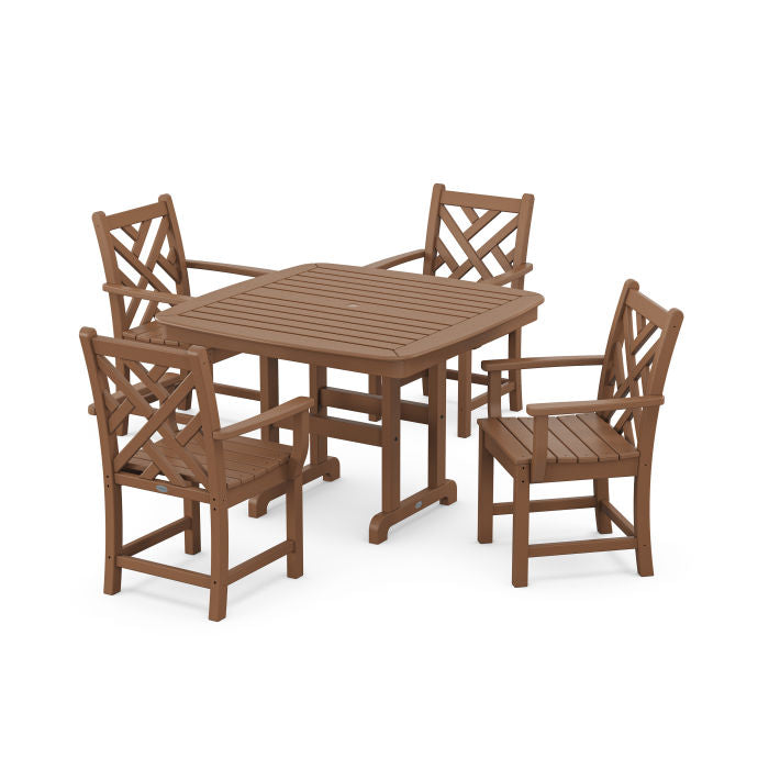 Polywood Chippendale 5-Piece Dining Set with Trestle Legs PWS911-1