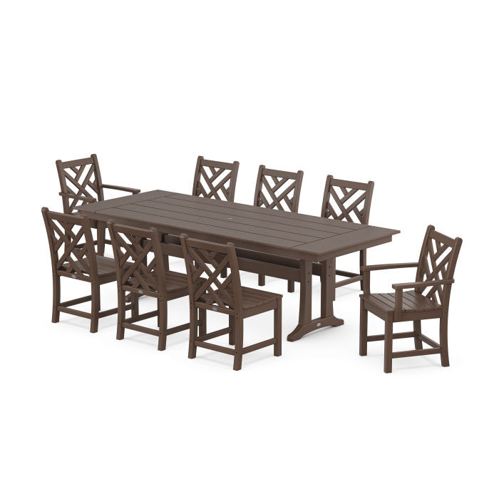 Polywood Chippendale 9-Piece Farmhouse Dining Set with Trestle Legs PWS1434-1