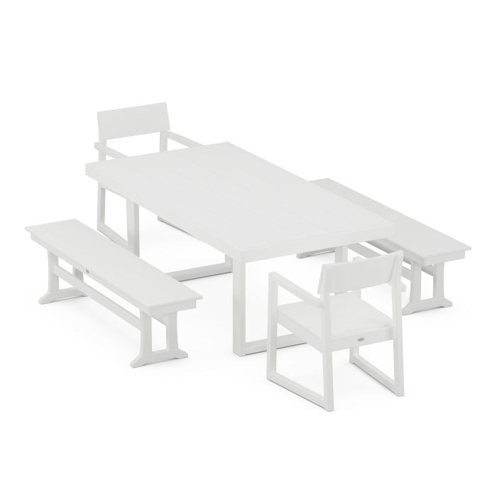 Polywood EDGE 5-Piece Dining Set with Benches PWS872-1
