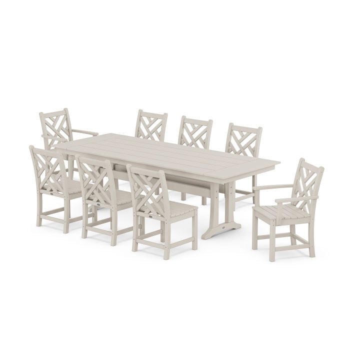Polywood Chippendale 9-Piece Farmhouse Dining Set with Trestle Legs PWS1434-1