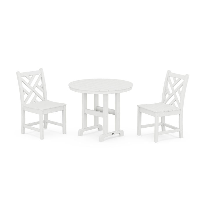 Polywood Chippendale Side Chair 3-Piece Round Dining Set PWS1325-1
