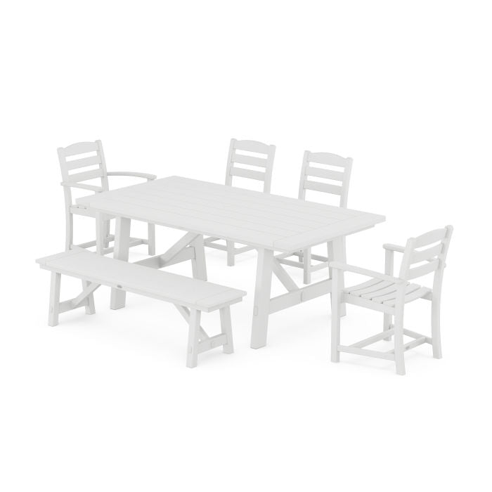 Polywood La Casa Cafe 6-Piece Rustic Farmhouse Dining Set with Bench PWS1083-1