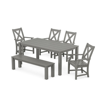Polywood Braxton 6-Piece Parsons Dining Set with Bench PWS2263-1