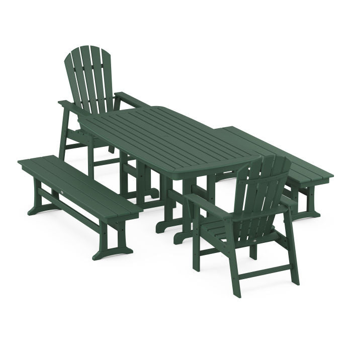 Polywood South Beach 5-Piece Dining Set with Benches PWS1280-1