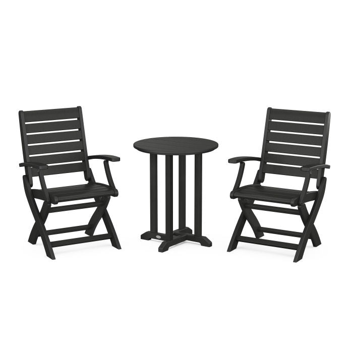Polywood Signature Folding Chair 3-Piece Round Farmhouse Dining Set PWS1313-1