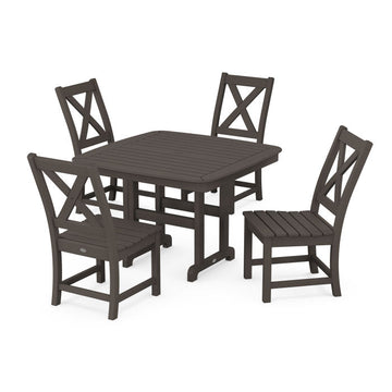 Polywood Braxton Side Chair 5-Piece Dining Set with Trestle Legs in Vintage Finish PWS909-1-V