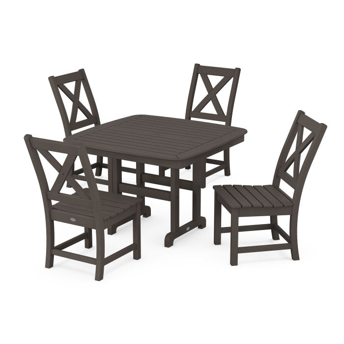 Polywood Braxton Side Chair 5-Piece Dining Set with Trestle Legs in Vintage Finish PWS909-1-V