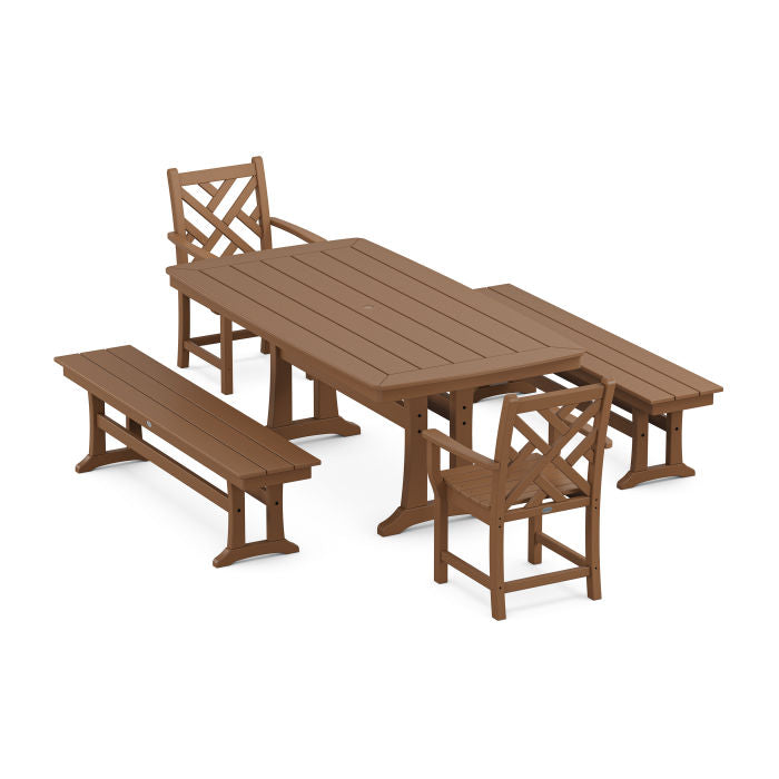 Polywood Chippendale 5-Piece Dining Set with Trestle Legs PWS1033-1