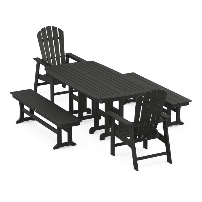 Polywood South Beach 5-Piece Dining Set with Benches PWS1280-1