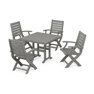 Polywood Signature Folding Chair 5-Piece Farmhouse Dining Set PWS1160-1