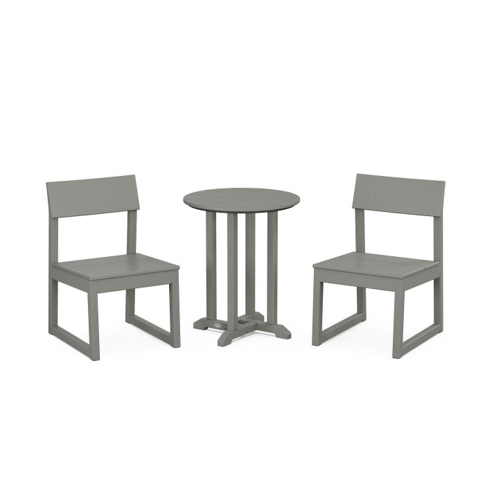 Polywood EDGE Side Chair 3-Piece Round Dining Set PWS1298-1