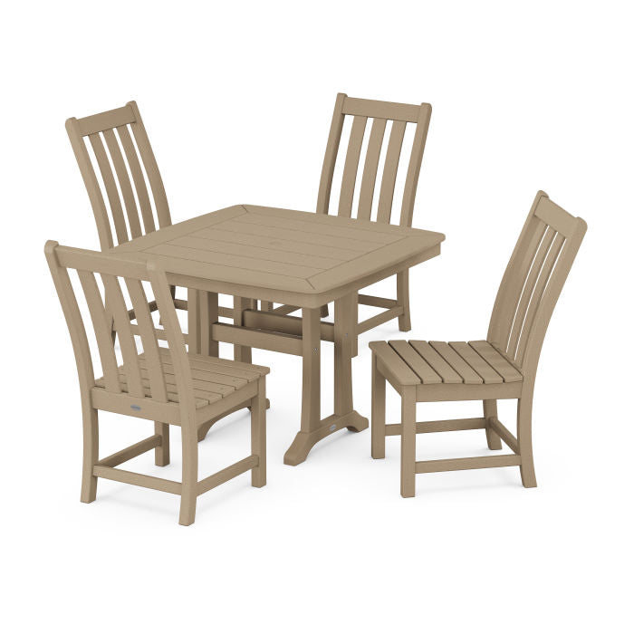 Polywood Vineyard Side Chair 5-Piece Dining Set with Trestle Legs in Vintage Finish PWS989-1-V